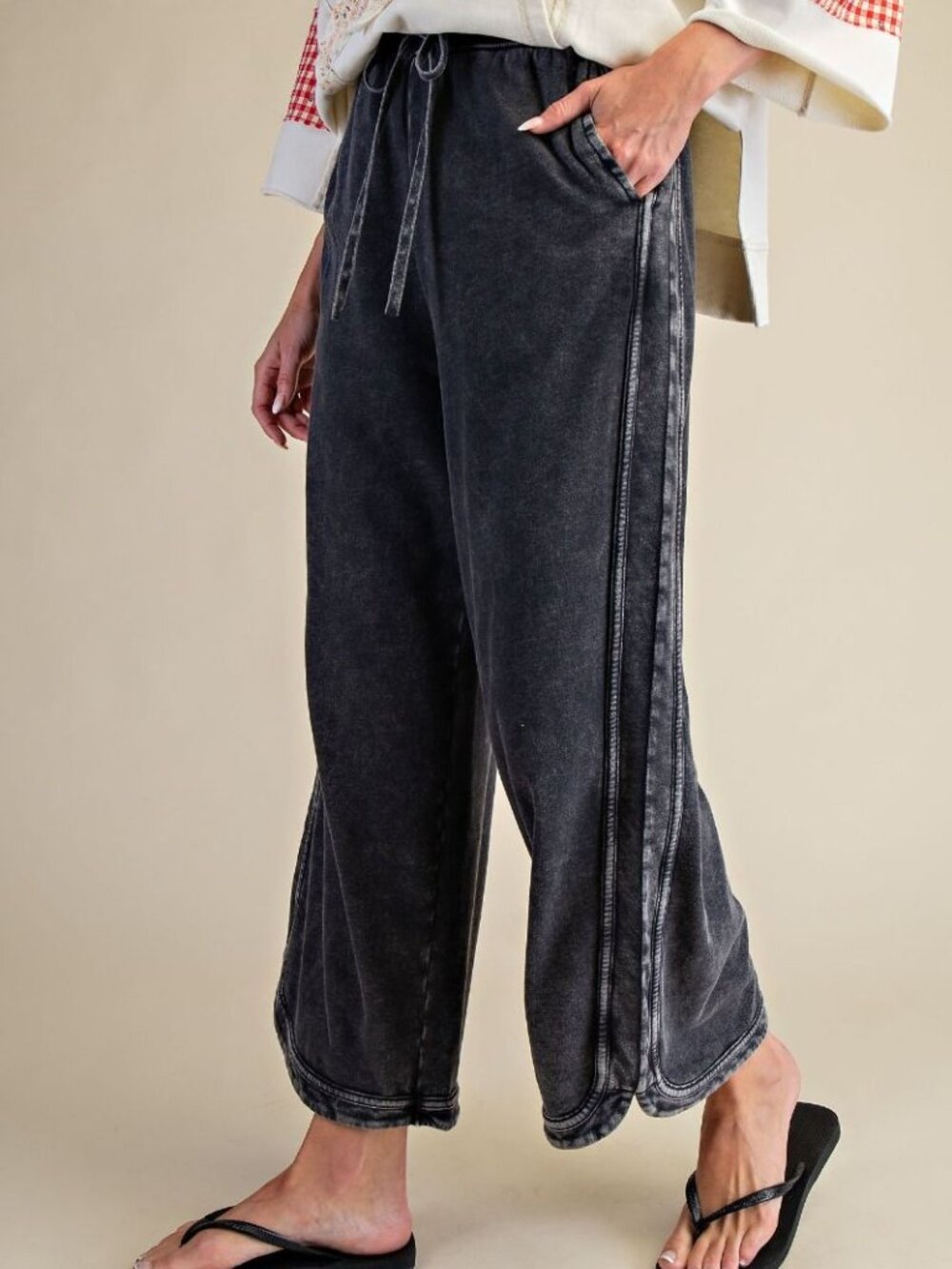 THREE BIRD NEST MINERAL WASHED TERRY KNIT PANTS 100% COTTON - Picture 3 of 4